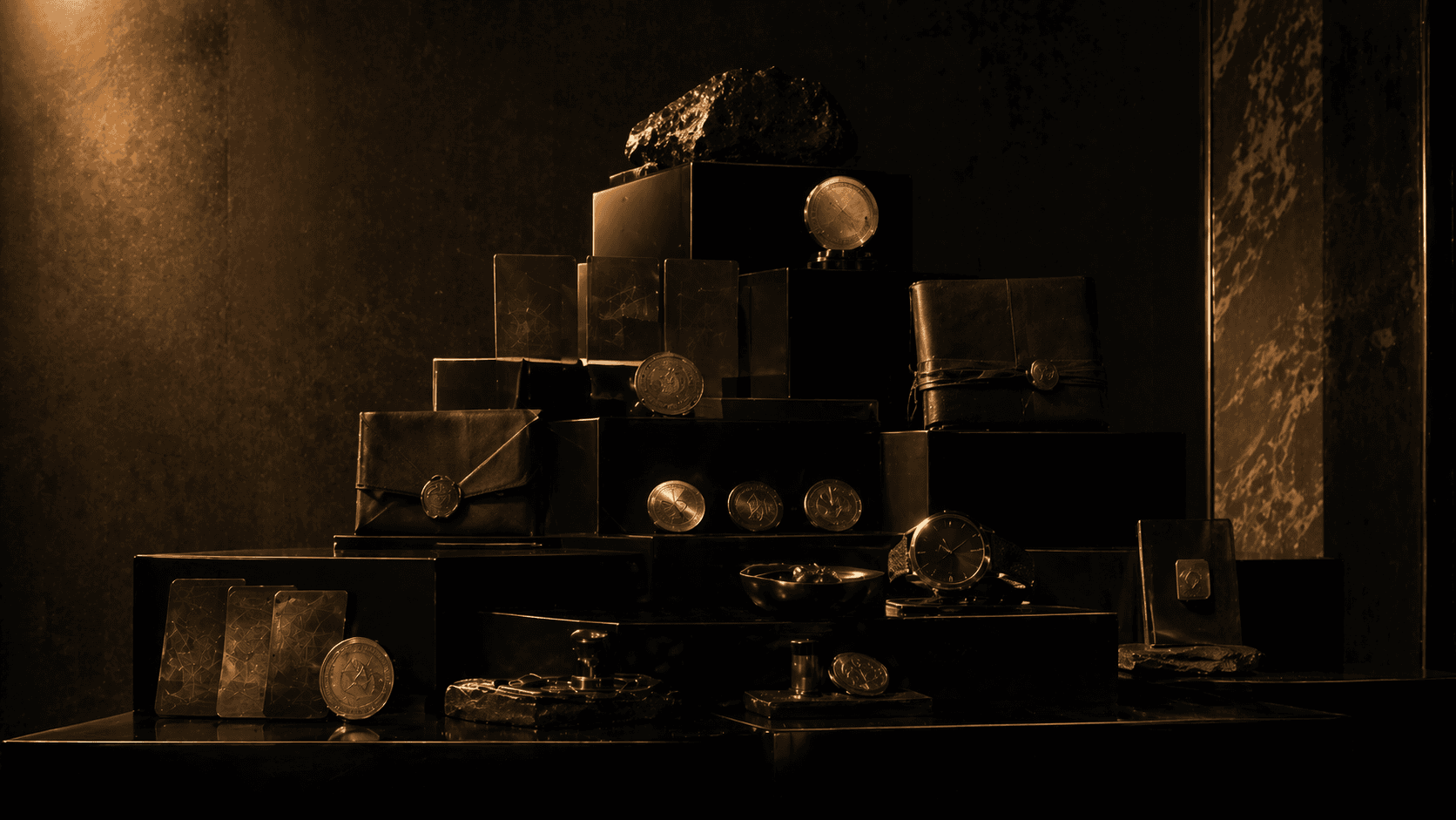 Alternate chapter three frame showing suspended documents and diagrams over a stone platform.
